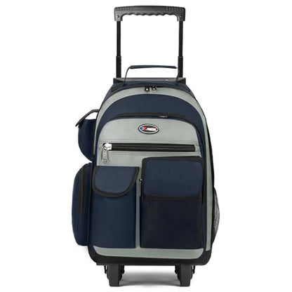 20" 2-in-1 Rolling Backpack,Backpack for Travel w/Wheels | Trolley Suitcase w/Telescopic Handle,Lightweight,Durable, Travel-Friendly, Unisex,2560-20''-Blue - color: JH-2560-Blue-20