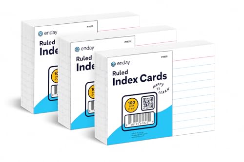 Index Cards 3x5, (300 Cards), Notecards, Flashcards, Notecards 3x5 lined, Blank on Back, Flashcards for School Home and Office, Ruled Index Card, 100 Per Pack, (3 Pack) - size: 300 Cards