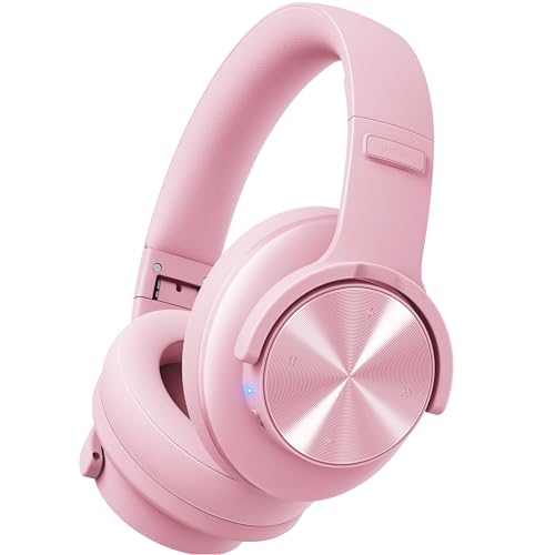 Picun B8 Headphones Wireless Bluetooth, 120H Bluetooth Headphone Over Ear with 3EQ Music Modes, Hands-Free Calls, Deep Bass Headphones for Travel Home Office Cellphone PC (Pink) - color: Pink