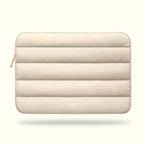 Vandel Puffy Laptop Sleeve Case for 13-14 inch Laptop Sleeve Bag Case 13.3 Inch with Zipper Pocket, Compatible with MacBook Air 13, Pro 14/13 iPad Pro 12.9, HP Dell ASUS, Computer Bag Cover - color: Sand