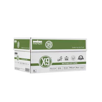 Boise X-9 Multi-Use Printer & Copy Paper, 10 Reams, White, Letter (8.5in x 11in), 5000 Sheets Per Case, 20 Lb, 92 Brightness - size: 10 Reams (5000 Sheets), style: 8.5 x 11, 20 lb.