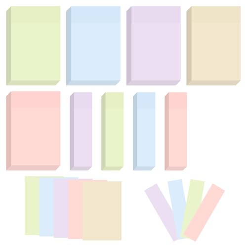 BAYTORY 6 Pads Pastel Sticky Notes, Small Self-Stick Note (3x2 & 3x0.7 in) | Index Tabs Easy to Post for School Office Notebook - size: 3x2 & 3x0.7 Inch