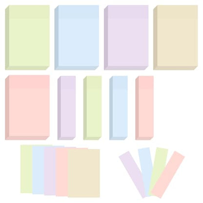 BAYTORY 6 Pads Pastel Sticky Notes, Small Self-Stick Note (3x2 & 3x0.7 in) | Index Tabs Easy to Post for School Office Notebook - size: 3x2 & 3x0.7 Inch
