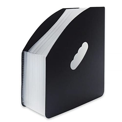 SAYEEC Rainbow Expanding File Holder Standing A4 Vertical Mini Files Organizer Magazine Basket Desktop 13 Pockets Book Folder with Handle for Students Examination Paper Bills Office Study - color: 13 Pockets - Black