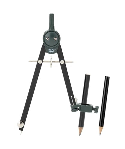 Mr. Pen- Metal Geometry Compass, Center-Wheel Design | Precision Drafting Compass with Pencil for School & Technical Drawing, Draws Circles up to 11 Inches Diameter - color: Black
