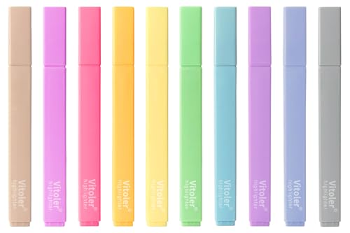 Vitole Cute Highlighters Set,Assorted Color,Quick Dry,Cute School Supplies | 10Pcs Aesthetic, Pastel,No Bleed,Dry Fast, Bible Study for Journaling Planner Notes - color: Pastel Colorss, size: 10