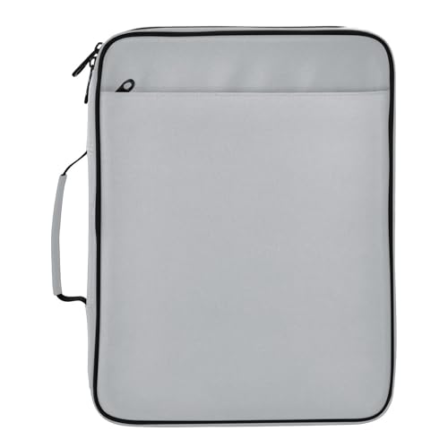 Pale Grey Light Pattern 3 Ring Zipper Binder for Office School High Capacity Document Organizer 1.2 Inch Portfolio Case Holds 500 Sheets Binder Organizer for Adults Kids - color: Pale Grey Light
