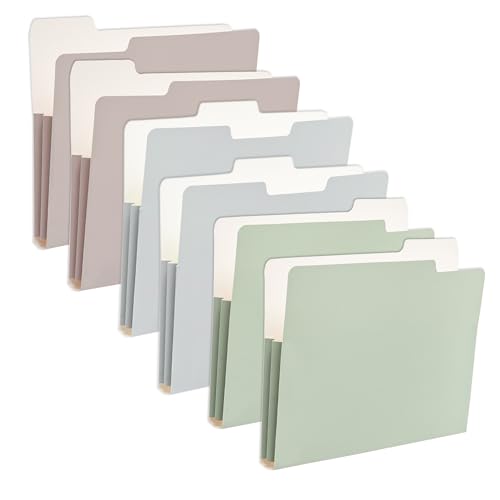 Y YOMA 6 Pack Extra Capacity File Folders Letter Size Accordion Decorative File Folder Cute Pretty Colored Filing Folder File Organizers for Office School Home Desktop with 1/3-Cut Tab, Morandi Color - color: Morandi Color, size: Letter Size - 6 Pack( Acc