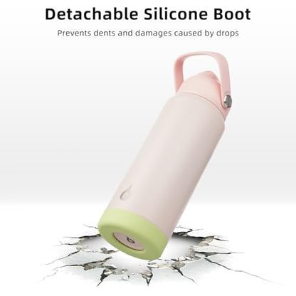 BJPKPK Insulated Water Bottle with Straw Lid, 18oz Thermo Water Bottles, Flex Handle & Non-slip Boot, BPA Free Leak Proof Stainless Steel Metal Thermo, Tumblers, Cups,Pearl Pink - color: Pearl Pink, size: 18 Ounces
