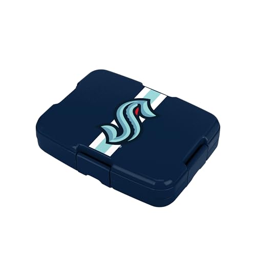 FOCO NHL Unisex-Adult Officially Licensed Team Color Stripe Primary Logo Hockey Leak Proof 5 Compartment Bento Lunch Box - Seattle Kraken - color: Seattle Kraken