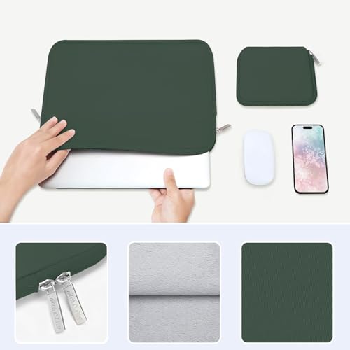 MOSISO Laptop Case 13 inch, 13 inch Laptop Sleeve Bag Compatible with MacBook Neo/Air M5 M4 M3 M2 M1 2026-2018 / Pro M2 M1 2026-2016, Neoprene Computer Sleeve Bag with Small Case, Midnight Green - color: Midnight Green, size: 13 inch