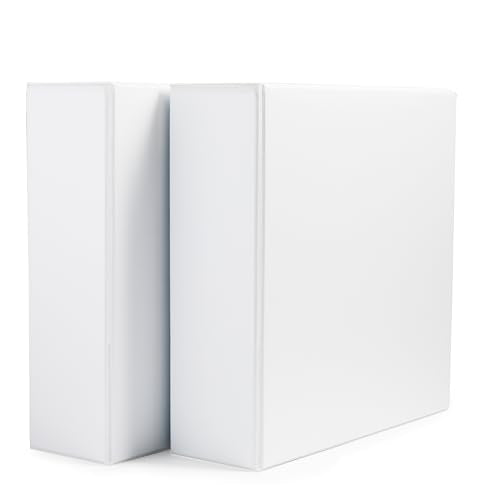 Amazon Basics 3 Ring Binders, 3 Inch D-Ring Organizer for School, Home Office, Paper Storage, White, 2 Pack - size: 2-Pack, style: 3-inch