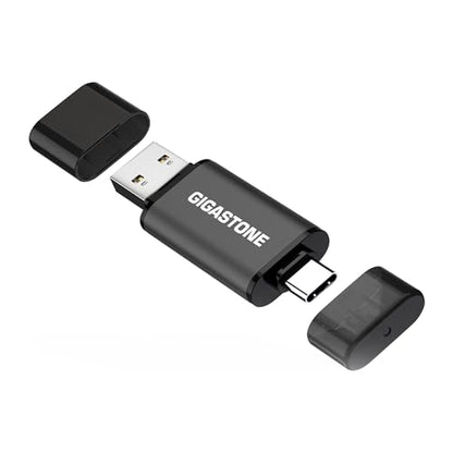GIGASTONE 128GB Dual USB Flash Drive, USB 3.2 Gen 1, 2-in-1 USB C+A, Speed Up to 100MB/s, Head Cap Design Thumb Drive, Plug & Play for Smartphone/PC/Mac/TV/Car Audio, USB 2.0/3.0/3.1 Compatible