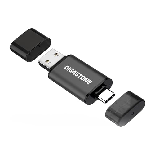 GIGASTONE 256GB Dual USB Flash Drive, USB 3.2 Gen 1, 2-in-1 USB C+A, Speed Up to 100MB/s, Head Cap Design Thumb Drive, Plug & Play for Smartphone/PC/Mac/TV/Car Audio, USB 2.0/3.0/3.1 Compatible - size: 256GB A+C 1PK