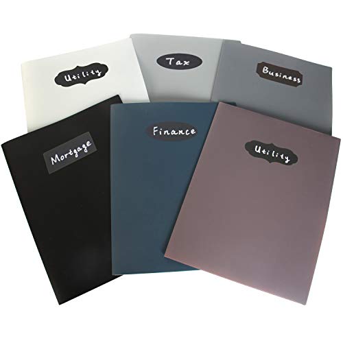 Youngever 6 Pack Heavy Duty Plastic Two Pocket Folders, Heavy Duty Plastic 2 Pocket Folder (Midnight Slate) - color: Midnight Slate