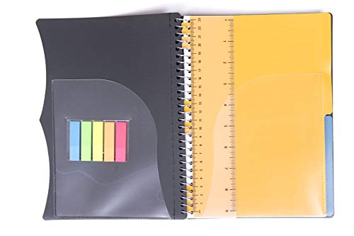 Mintra Office Durable PREMIUM Spiral Notebook, ((Black, 2 Subject (6in x 9.5in)), Wire, Fabric Covered Coils, No Snags, Removable Adjustable Pocket Dividers, Ruler, Organization, Customizable - color: Black, size: 2 Subject (6in x 9.5in)