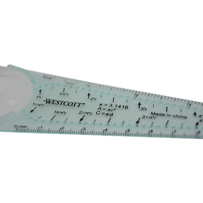 Westcott 00516 Safety Compass for Geometry, Drafting, Classrooms, Crafters and Artists, Shatterproof, Translucent Drawing Compass Creates Perfect Circles from 1/4-Inch to 10 Inches - size: Safety Compass