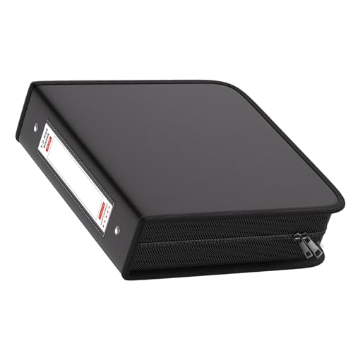 Fireproof 3 Ring Binder with Zipper, 2.5 Inch D Rings Hold up 650 Sheets of 8.5" x 11" (A4), Compatible with Clear Page Protectors, Built-in net and Pen Holder (1 Pcs, Black, 2.5") - color: Black, size: 2.5", style: 1 Pcs