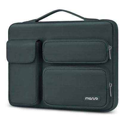 MOSISO 360 Protective Laptop Case 13.3 inch, 13-13.3 inch Laptop Sleeve | Compatible with MacBook Air/Pro 13 / Pro 14, HP Dell ASUS Lenovo,Side Open Bag with 2 Raised&1 Flapover Pockets,Emerald Green - color: Emerald Green, size: 13.3 inch