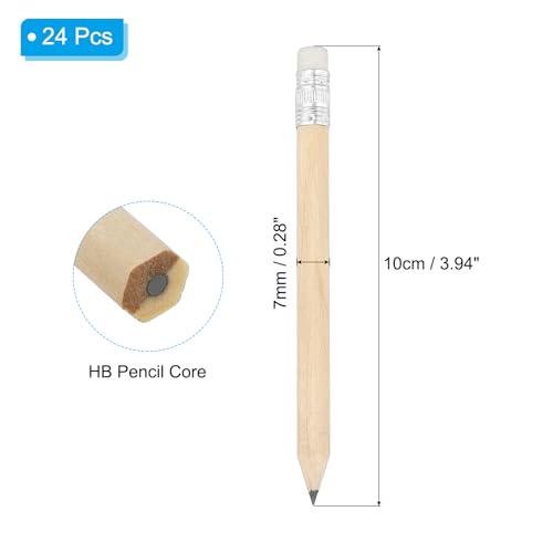 PATIKIL Half Golf Pencils Bulk, 24 Pack Pre-Sharpened Short Hexagon Wooden Pencils Mini HB Graphite Woodcase Pencil with White Eraser for Classroom Office Writing Supplies