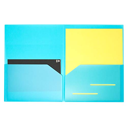 Youngever 6 Pack Heavy Duty Plastic Two Pocket Folders, Rainbow Colors, 2 Pocket Folders - color: Rainbow Colors
