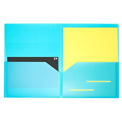 Youngever 6 Pack Heavy Duty Plastic Two Pocket Folders, Rainbow Colors, 2 Pocket Folders - color: Rainbow Colors