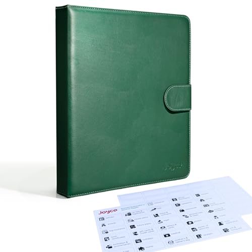 JOYCE Important Document Organizer 14 Expanding Pockets,Olive Green | Waterproof leather binder with 13 Card Slots for Passports, Birth Certificates, Tax Files and Wills - color: Olive Green
