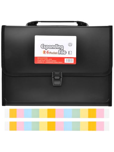 26 Pockets Accordion File Organizer with Lock & Handle, Waterproof Expanding File Folder with Labels, for Letter A4 Bills Receipts Home Office School