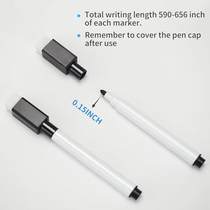 72 Pcs Black Magnetic Dry Erase Markers, Fine Point, Eraser Cap | Mini Dry Erase Markers Bulk, for Teachers, Students, Office & School Supplies, White Board Use