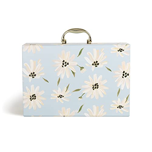 U Brands Expanding 19 Pocket Fashion File Folder, Blue Gilded Spring, 15.4” x 10.5”