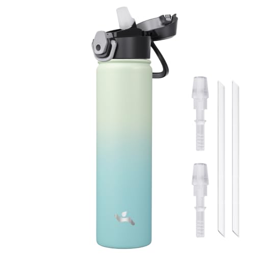 Konokyo 24 oz Insulated Water Bottle with Straw, Carry Loop, Mint - color: Mint, size: 24 Ounces