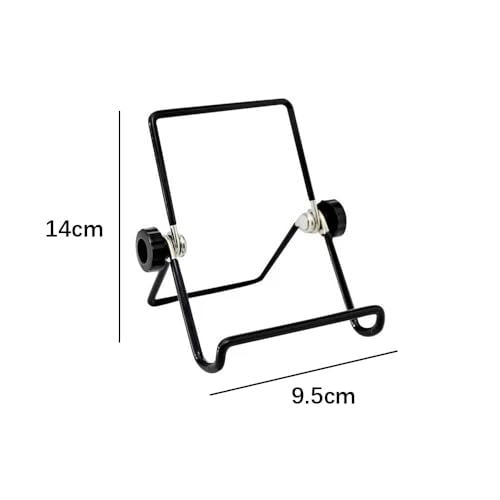 Adjustable Tablet Stand Holder - Non-Slip Foldable Cradle for Tablets & Phones, Small Black Metal Frame, Compatible with Devices up to 11 Inches - color: black, size: small