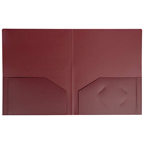 JAM PAPER Heavy Duty Plastic 2 Pocket Extra Tough School Folders - Burgundy - 6/Pack - color: Burgundy, size: 6 Per Pack