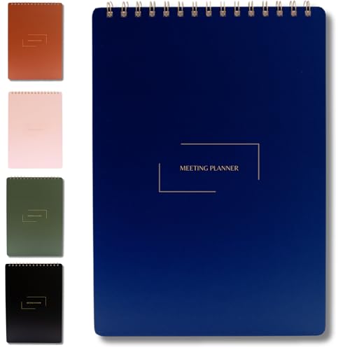 | Meeting Notebook for Work | 8.25" x 11.75" | Project Planner | Simple Design | Multiple Layouts | Office and Business Planner (Navy, Meeting Planner - Portrait) - color: Navy, size: Meeting Planner - Portrait
