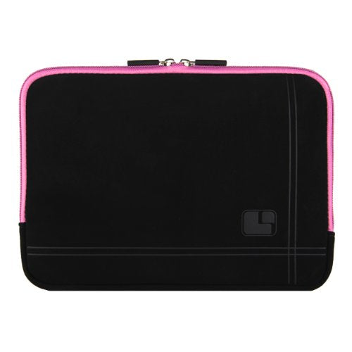 Thick Cushion Padding Scratch Water Resistant Accessory Pocket 13 inch Laptop, Chromebook Sleeve Bag - color: Black Pink