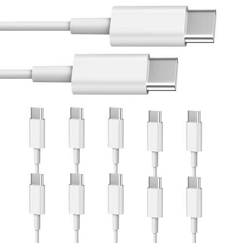 Smays USB C to USB C Cable 3 ft 10-Pack Bulk, Type C Charging and Data Cord Multipack White - color: White, size: 3 Feet