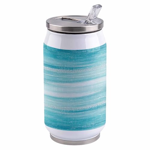 T&H XHome Modern Ombre 10oz Stainless Steel Tumbler with Lid & Straw-Double Wall Vacuum Insulated Travel Mug Retro Teal Gradient Abstract Art Water Bottle Coffee Beverage Drinks Cup - size: 10 Ounces