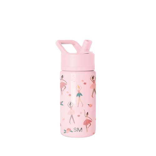 Simple Modern Kids Water Bottle with Straw Lid | 14oz Insulated Stainless Steel Kids Tumbler & Spill Proof Toddler Cup for School, Girls, Boys | Summit | Pink Ballerina - color: -Pink Ballerina, size: 14 Ounces