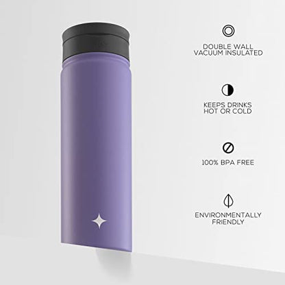 JoyJolt Triple Insulated Water Bottle with Straw Lid AND Flip Lid! 22oz Water Bottle, 12 Hour Hot/Cold Vacuum Insulated Stainless Steel Water Bottle. BPA-Free Leakproof Water Bottles - Thermos Bottle - color: Lilac Purple, size: 22 Ounces