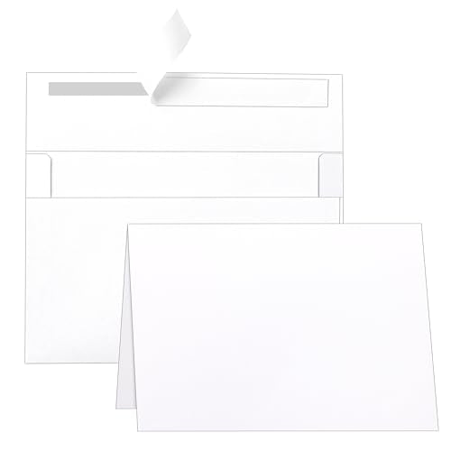 Guakicae 100 packs White Blank Note Cards and Envelopes 4 x 6 Heavyweight Folded Cardstock and A4 Envelopes Printable Self Seal for Wedding Invitations, Thank You Cards, Greeting Card & All Occasion - color: White, size: 4x6-100pcs