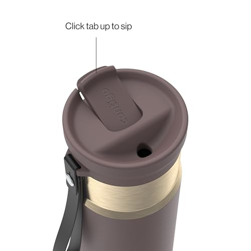Contigo SnapSeal 709.8ml(24온스) 스테인리스 스틸 진공 단열 물병, 누출 방지 자동 닫힘 뚜껑, 휴대용 스트랩 및 재사용 가능한 빨대, BPA 프리 및 납 프리, 식기세척기 사용 가능 - color: 테라 샴페인, size: 24온스