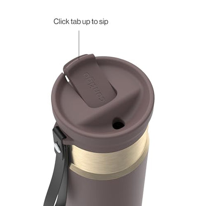 Contigo SnapSeal 709.8ml(24온스) 스테인리스 스틸 진공 단열 물병, 누출 방지 자동 닫힘 뚜껑, 휴대용 스트랩 및 재사용 가능한 빨대, BPA 프리 및 납 프리, 식기세척기 사용 가능 - color: 테라 샴페인, size: 24온스