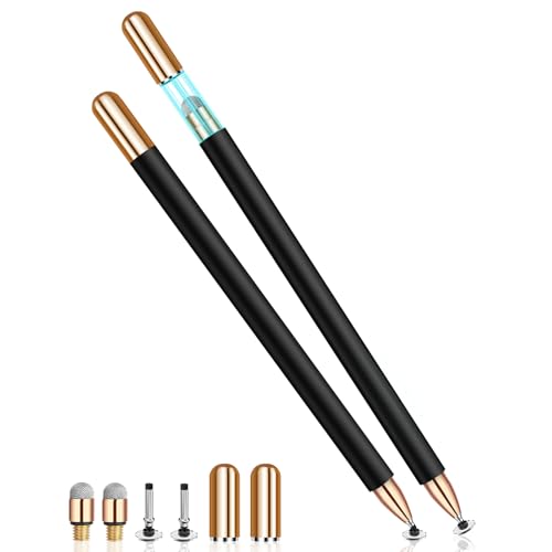 Mixoo Universal Stylus Pen for Touchscreen iPhone iPad Android Tablet Apple Kindle Switch 2 Chromebook Galaxy All Touch Screens, 2-in-1 High Sensitivity Fiber & Disc Stylus Pens Magnetic Cap - color: Black & Black