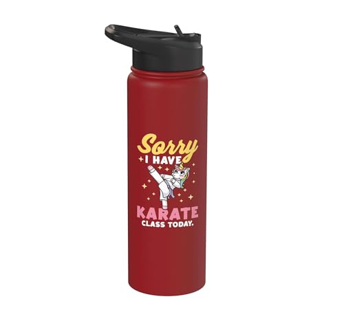 Karate Design For Karate Students Girls Unicorn Stainless Steel Insulated Water Bottle - color: Red