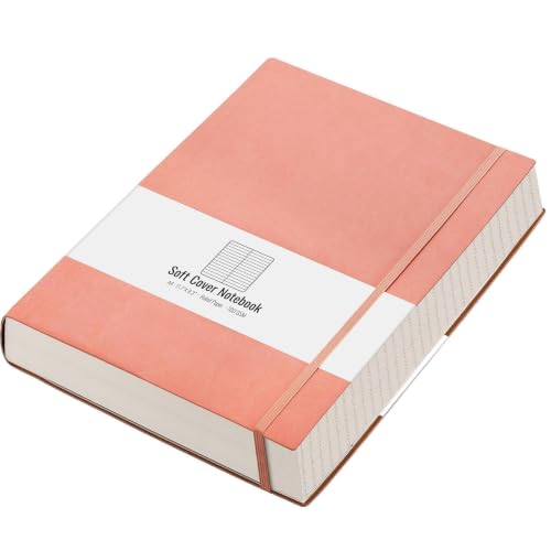 AHGXG Lined Journal Notebook - 320 Pages Thick Journal for Women, Large Notebook A4 College Ruled, 8.5''×11'', 100gsm Thick Paper, Leather Softcover - Pink - color: Pink, size: A4