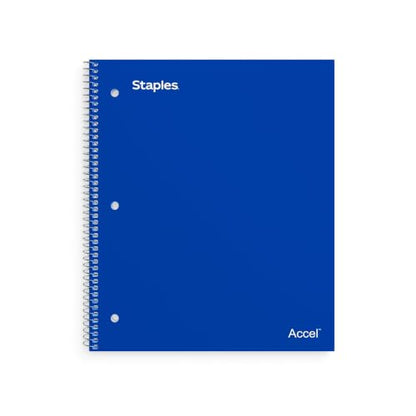 STAPLES Accel 1-Subject Subject Notebook, 8-1/2" x 11", Graph Ruled, Assorted, 12/Pack (color chosen at random) - style: 12 Pack