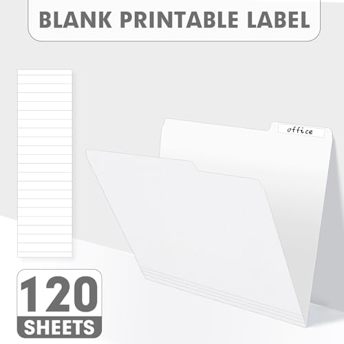 File Folder, PANDRI 120 Pack File Folder, 1/3 Cut Tab, Letter Size, Filing Folder for Office School Business, White - color: White