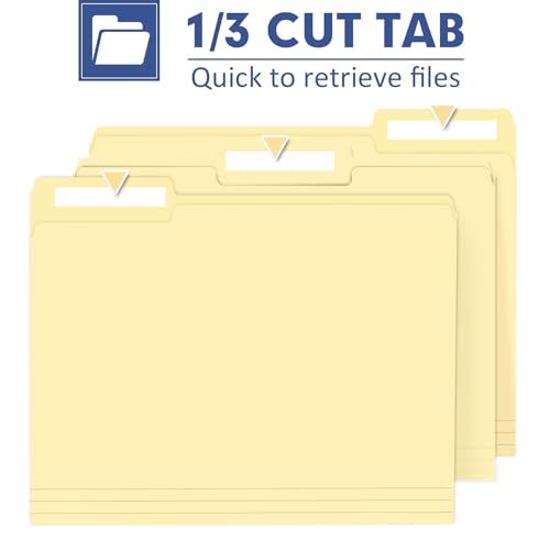 File Folder, PANDRI 270 Pack File Folder, 1/3 Cut Tab, Letter Size, Filing Folder for Office School Business, Manila - color: Manila