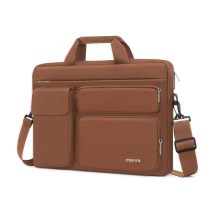 MOSISO Laptop Shoulder Bag 15.6 inch, 15-15.6 inch Computer Bag | Compatible with MacBook Pro 16 inch, HP, Dell, Lenovo with 2 Raised&1 Flapover&1 Horizontal Pocket&Handle&Belt, Caramel Brown - color: Caramel Brown, size: 16 inch