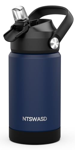 Kids Insulated Water Bottle with Straw,12 oz Kids Cups with Stainless Steel Leak Proof for School Daycare Boys Girls(Blue) - color: A16.Blue, style: 1Pack